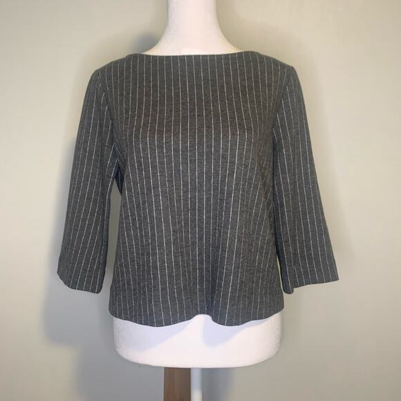 Theory Luxe gray 3/4 sleeve wool blouse size 40 - Picture 2 of 10